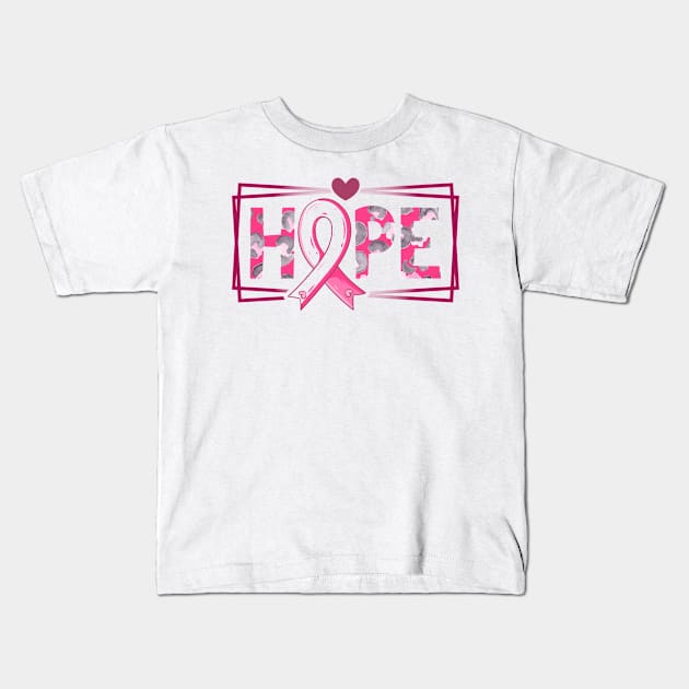 Hope Pink Ribbon Breast Cancer Awareness Kids T-Shirt by MoathZone